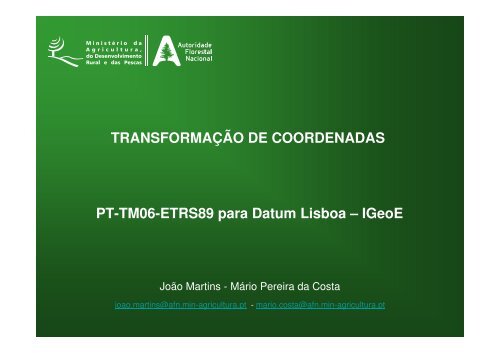 PT-TM06-ETRS89 para Datum Lisboa Ã¢Â€Â“ IGeoE - ICNF