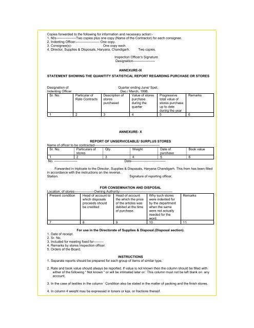 Hand Book For The Guidance Of Indenting Departments - Bhiwani...