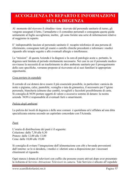 relazioni con il pubblico - Azienda Ospedaliera S.Camillo-Forlanini