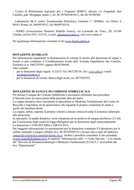 relazioni con il pubblico - Azienda Ospedaliera S.Camillo-Forlanini