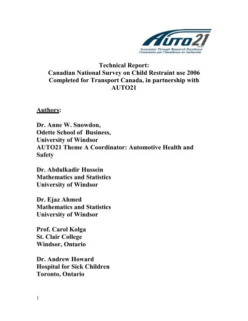 Technical Report - AUTO21