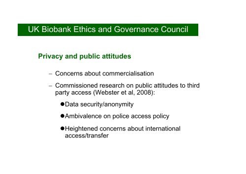 The UK Biobank Ethics & Governance Council A