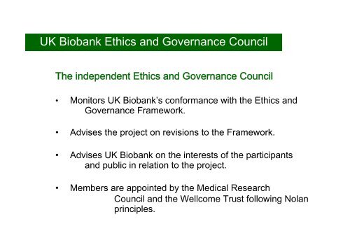 The UK Biobank Ethics & Governance Council A
