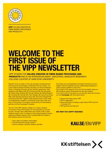 WELCOME TO THE FIRST ISSUE OF THE VIPP NEWSLETTER