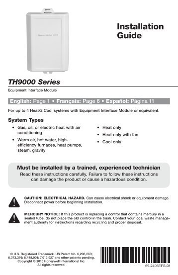 69-2406EFS-01 - TH9000 Series - Alpine Home Air Products