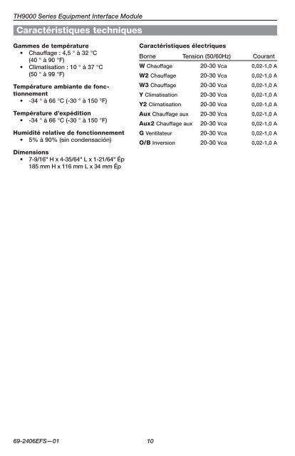 69-2406EFS-01 - TH9000 Series - Alpine Home Air Products