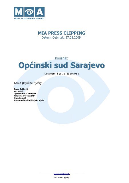 08.2009. Press - OpÄinski sud u Sarajevu