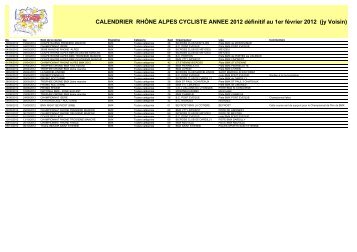 CALENDRIER RHÃƒÂ”NE ALPES CYCLISTE ANNEE 2012 dÃƒÂ©finitif au ...