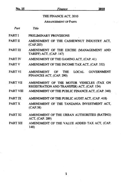 Finance Act 2010 - TRA