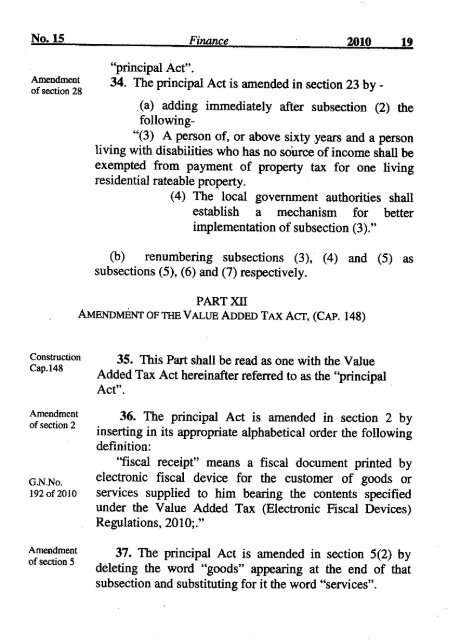 Finance Act 2010 - TRA