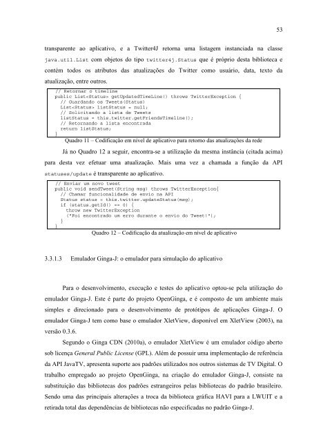 aplicativo para tv digital interativa de acesso ao twitter