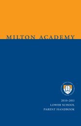 2010–2011 lower school parent handbook - Milton Academy