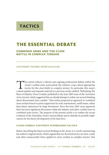 The Essential Debate: Combined Arms and the ... - Australian Army