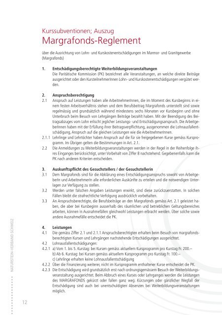 Kurs-Nr. 110 A - Naturstein-Verband Schweiz (NVS)