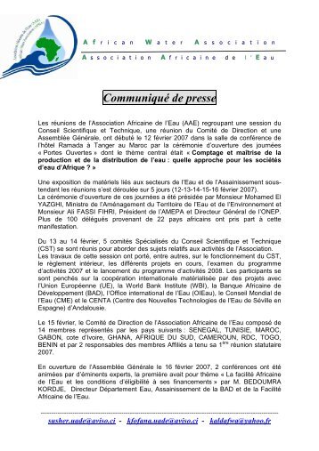 COMMUNIQUE DE PRESSE REUNIONS DE L ... - pepam