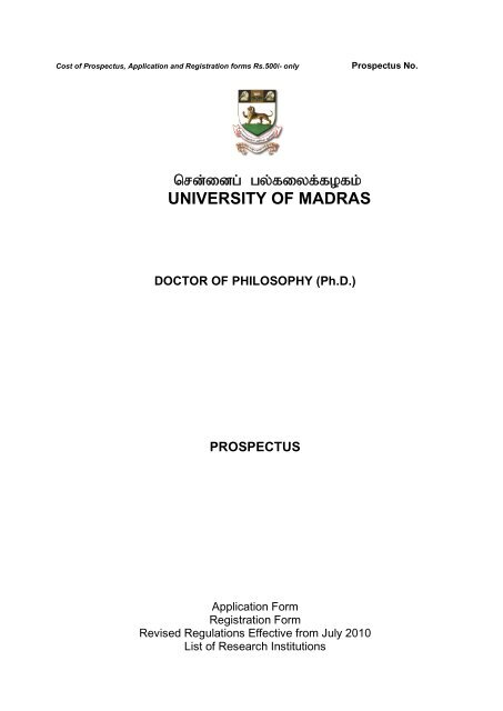 Prospectus and Application for Ph.D Degree Programme
