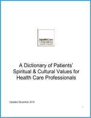 A Dictionary of Patients' Spiritual & Cultural Values for Health Care ...