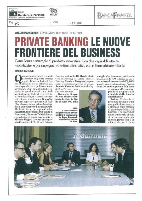 PRIVATE BANKING LE NUOVE FRONTIERE DEL BUSINESS