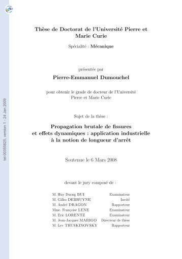 Propagation brutale de fissures et effets dynamiques: application ...