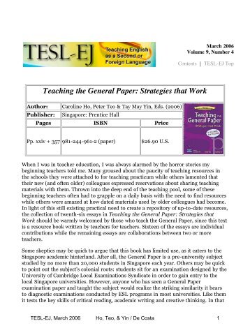 Teaching the General Paper: Strategies that Work - TESL-EJ