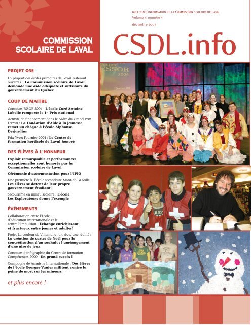 Volume 5, numÃ©ro 4, dÃ©cembre 2004 - Commission scolaire de Laval
