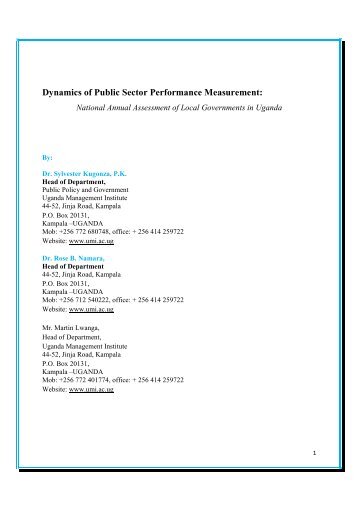 Dynamics of Public Sector Performance Measurement: - Inap