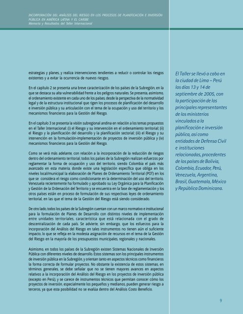 Taller Internacional - 5 junio.p65 - Riesgo y Cambio Climático