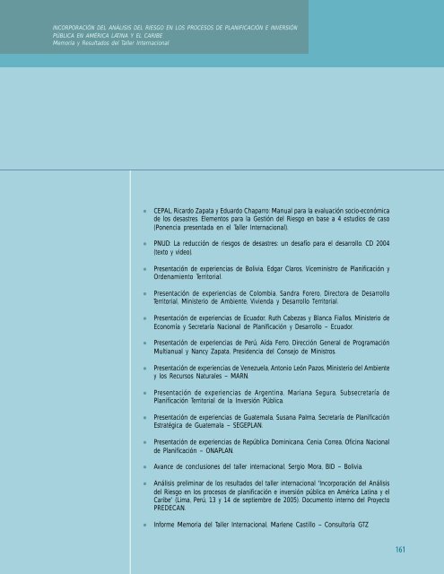 Taller Internacional - 5 junio.p65 - Riesgo y Cambio Climático