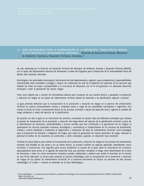 Taller Internacional - 5 junio.p65 - Riesgo y Cambio Climático