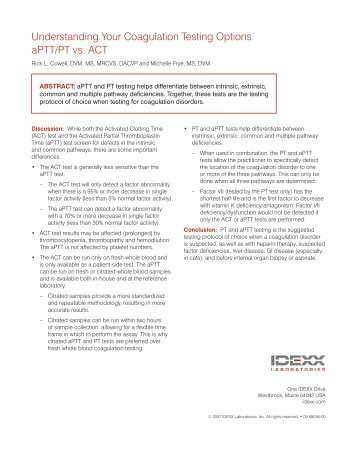 Understanding Your Coagulation Testing Options: aPTT/PT vs. ACT