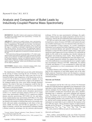 Analysis and comparison of bullet leads by inductively ... - Library