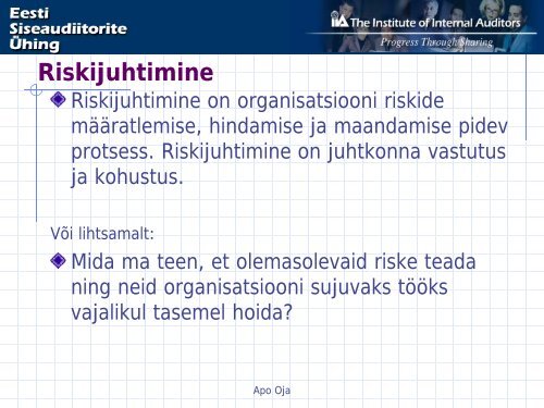 Sisekontrolli sÃ¼steem ja riskihindamine kooli sisehindamise kontekstis