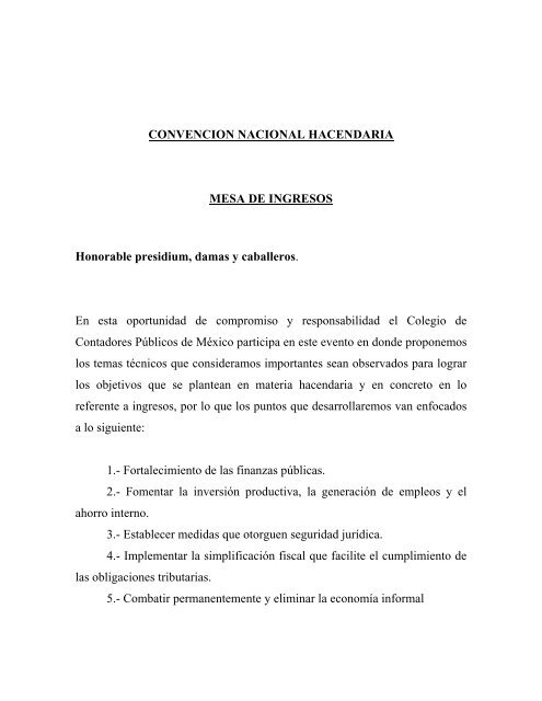 CONVENCION NACIONAL HACENDARIA MESA DE ... - Indetec