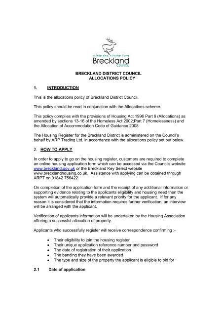 Allocations Policy (CBL) - Breckland Council