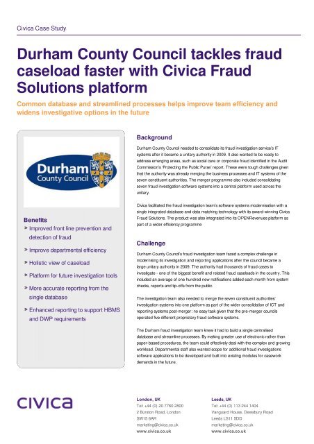 Durham County Council fraud case study - Civica