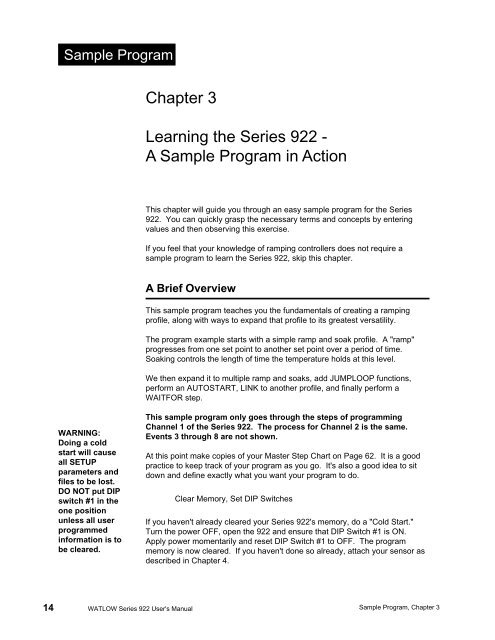 Watlow Series 922 User's Manual - Heaters Sensors Controls