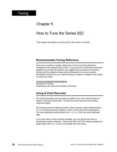 Watlow Series 922 User's Manual - Heaters Sensors Controls