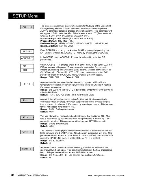 Watlow Series 922 User's Manual - Heaters Sensors Controls