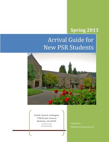 Arrival Guide for New PSR Students - Pacific School of Religion