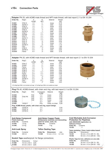 LPG Products Catalogue - Cross Technical Services