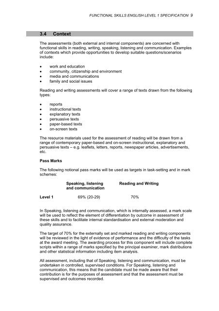 FS English Level 1 Specification - WJEC