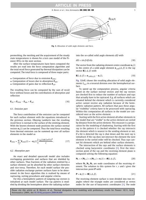 Thermal dissipation force modeling with preliminary results ... - ZARM