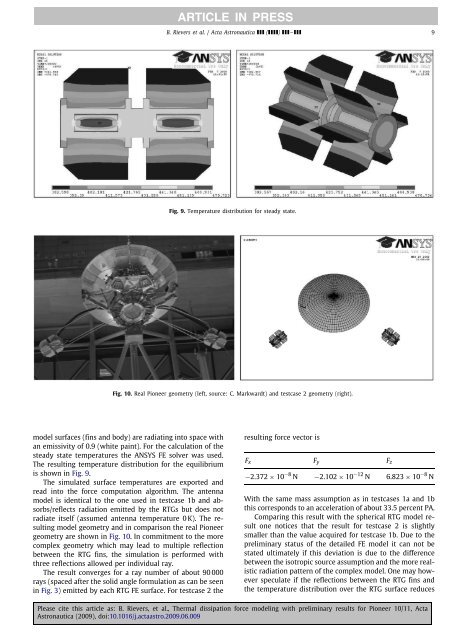 Thermal dissipation force modeling with preliminary results ... - ZARM