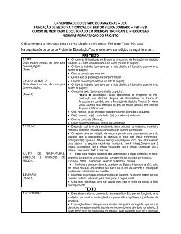Normas de Formatação para Projeto de Mestrado ou Doutorado