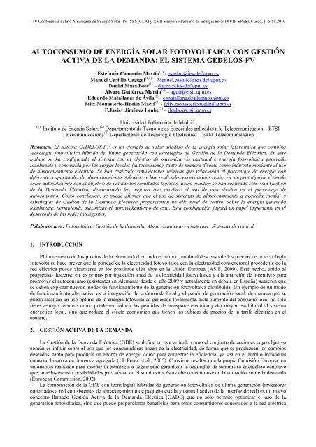 autoconsumo de energía solar fotovoltaica con - Archivo Digital UPM
