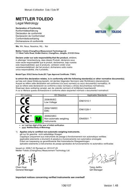 Manuel Utilisateur HÃ©lios V1.4 - METTLER TOLEDO