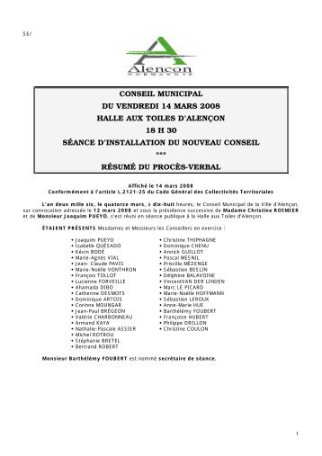 Résumé de PV14-03-08 - Alençon