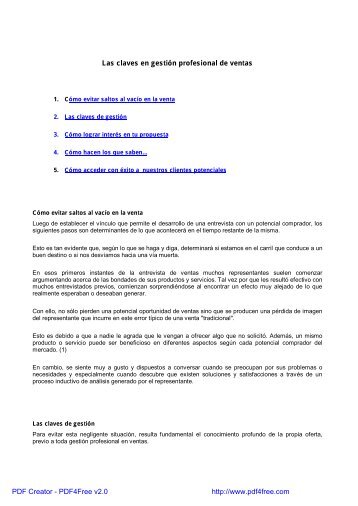 1. CÃ³mo evitar saltos al vacÃ­o en la venta 2. Las claves ... - Biblioteca