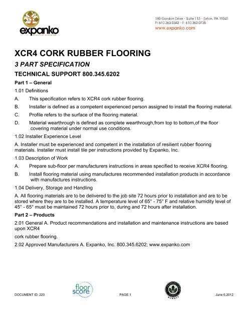 XCR4 CORK RUBBER FLOORING - Expanko