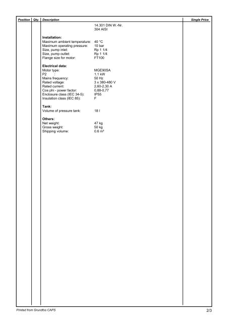 WinCAPS - Print/Preview - Dural Irrigation